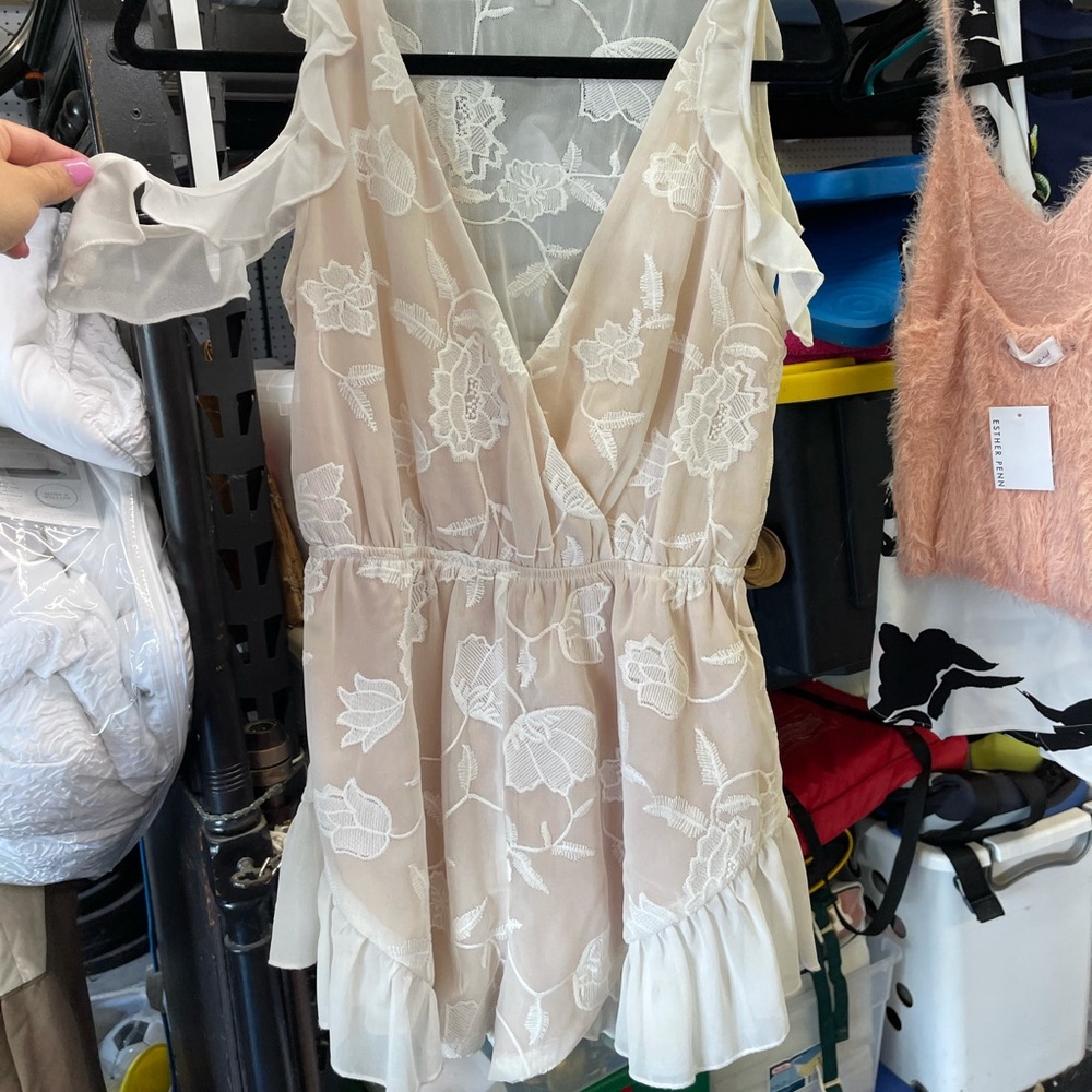 White/Cream Lace Romper